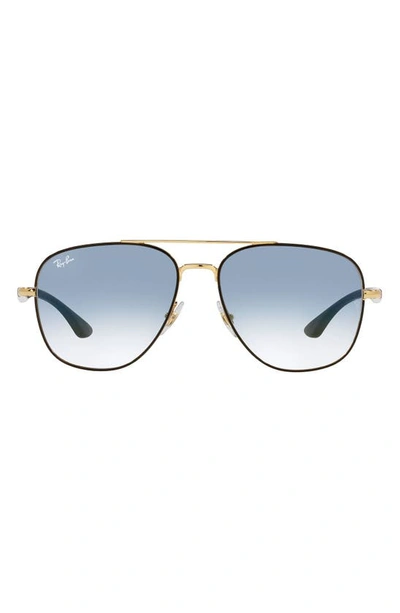 Ray Ban 56mm Square Sunglasses In Black/ Gradient Blue