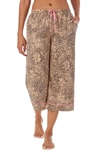 Room Service Pjs Wide Leg Crop Pajama Pants In Tan Multi
