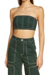 By.dyln Cooper Denim Tube Top In Green