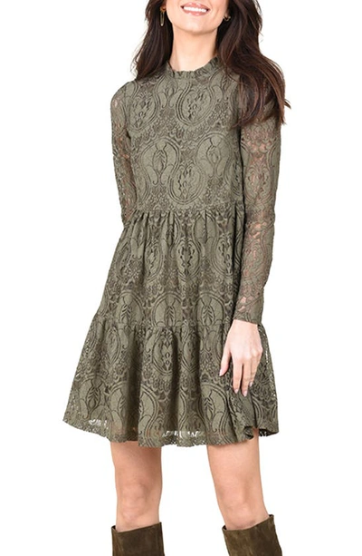 Molly Bracken Tiered Long Sleeve Lace Dress In Khaki | ModeSens