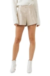 Grey Lab Shiny Faux Leather Shorts In Taupe