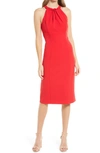 Julia Jordan Sleeveless Twist Neck Sheath Dress In Red