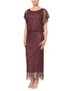 Sl Fashions Long Crochet Blouson Dress In Fig