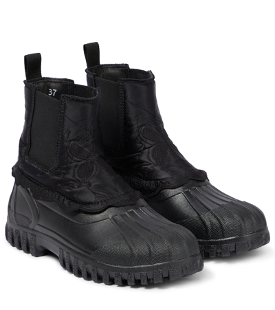Cecilie Bahnsen Julian Scalloped Quilted Silk And Rubber Chelsea Boots In Black