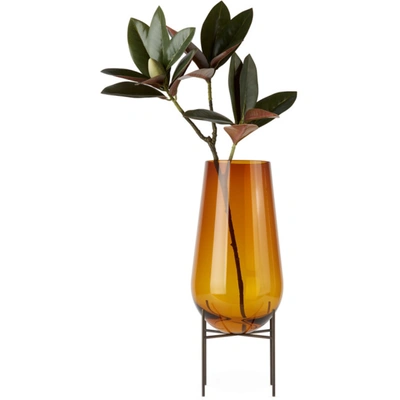 Menu Brown Échasse Vase In Amber Glass / Bronze