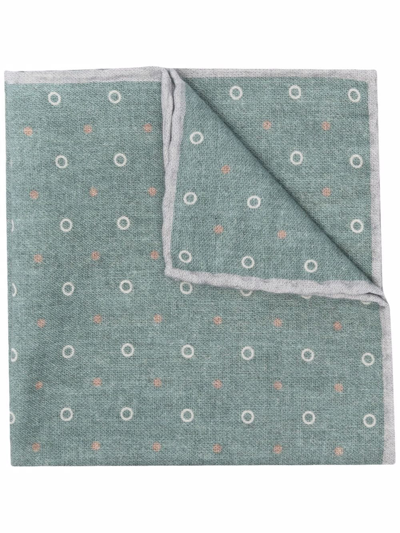 Eleventy Dot Wool & Cotton Pocket Square In Green