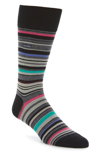 Calvin Klein Multistripe Emblem Socks In Black