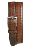 Allen Edmonds Manistee Brogue Leather Belt In Brown