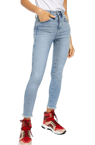 Free People We The Free High Waist Crop Raw Hem Denim Leggings In Indigo Blue