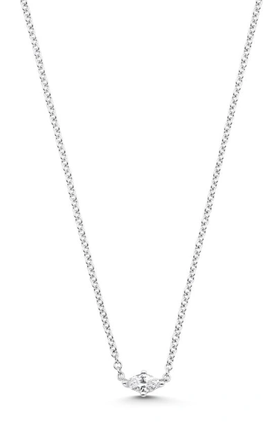 Sara Weinstock Horizontal Marquise Diamond Pendant Necklace In White Gold