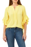 Vince Camuto Plus Size Ruffle Sleeve Henley Blouse In Sunburst