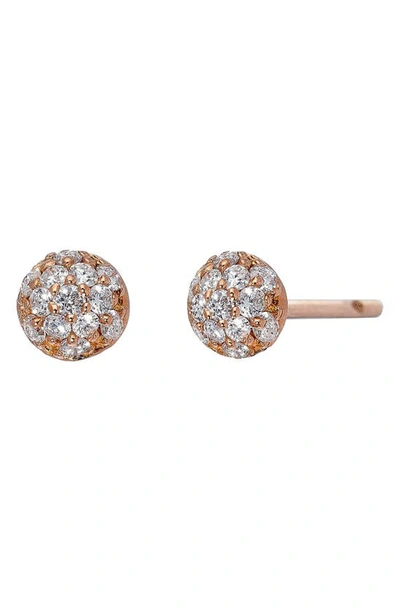 Sethi Couture Mini Pave Ball Stud Earrings In Rose Gold/diamond