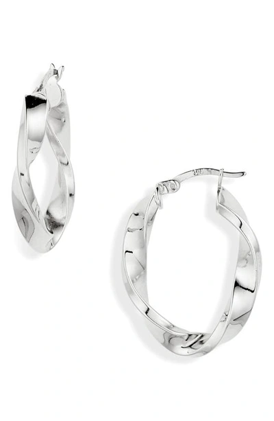 Argento Vivo Oval Twist Hoop Earrings In Silver