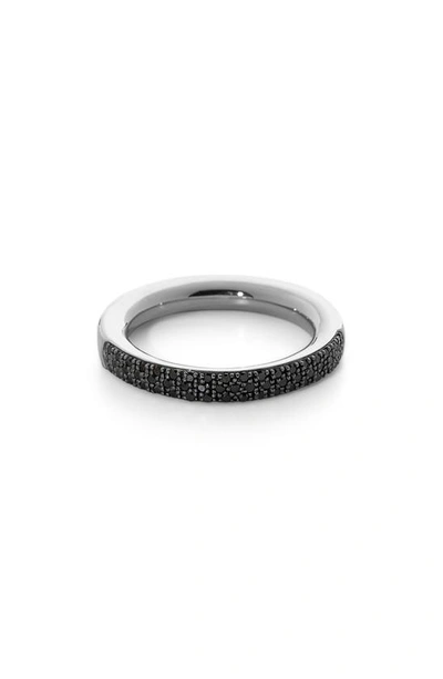 Monica Vinader Fiji Pavé Black Diamond Ring In Sterling Silver
