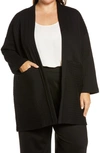 Eileen Fisher Organic Cotton Channeled Open Front Jacket In Black