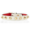 Christian Louboutin Loubilink Embellished Leather Bracelet In Bianco Gold