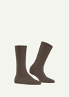 Falke Cosy Wool-blend Boot Socks In Jasper