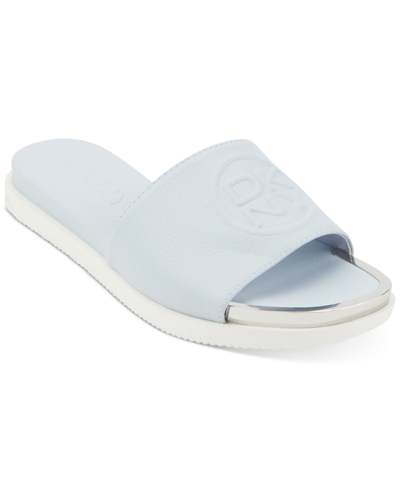 Dkny Baby  Womens Leather Slip On Slide Sandals In Blue