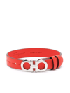Ferragamo Gancini Grained Leather Bracelet In Red