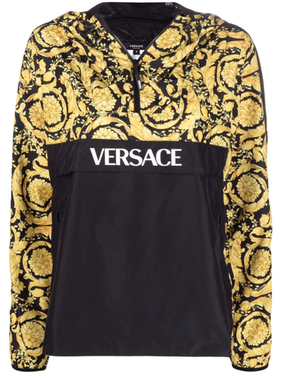 Versace Barocco Logo-print Track Jacket In Black