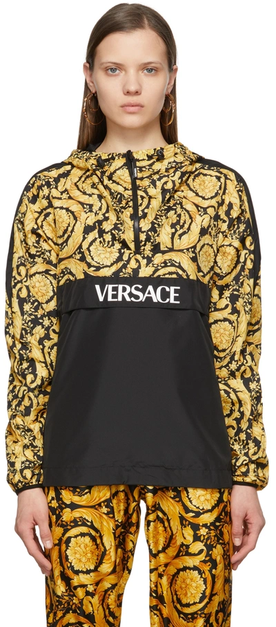 Versace Barocco Windbreaker Jacket, Female, Black, Xxs