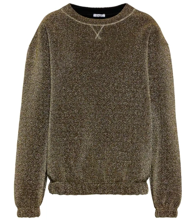 Oseree Lumiere Metallic Round-neck Sweatshirt In Gold