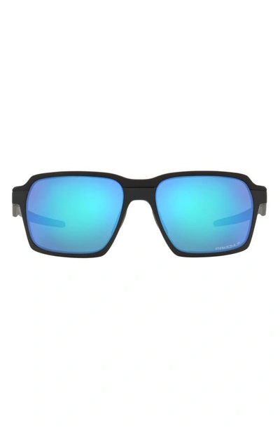 Oakley 58mm Polarized Rectangular Sunglasses In Steel/ Prizm Sapphire