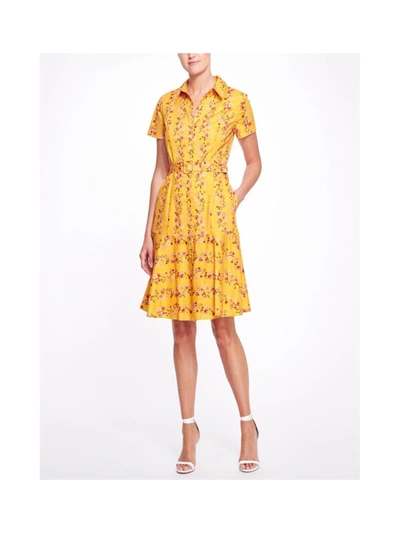 Marchesa Notte Print Mini Day Dress In Yellow