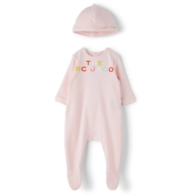 Marc Jacobs Baby Pink Bodysuit & Beanie Set In 475 Pink