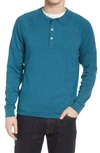The Normal Brand Puremeso Raglan Henley In Teal