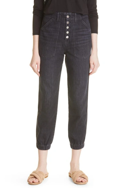 Veronica Beard Bolton High Waist Nonstretch Jogger Jeans In Washed Black