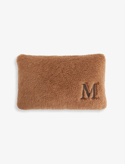 Max Mara Monogram Fur And Silk-blend Pillow 43cm X 27cm In Black