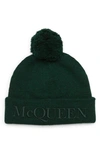 Alexander Mcqueen Cashmere-wool Beanie With Pompom In Forest Green
