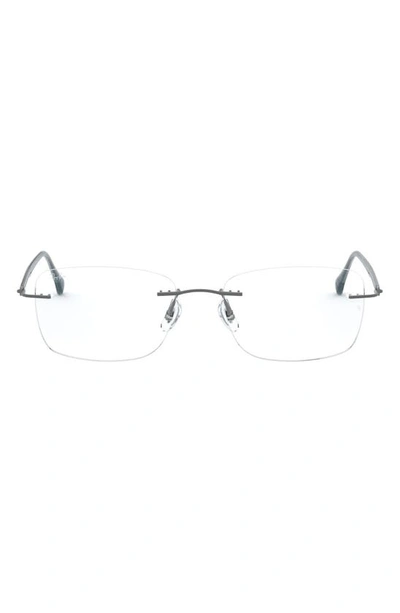 Ray Ban 52mm Rectangular Optical Glasses In Matte Brwn