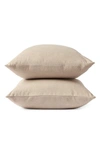 Coyuchi Cloud Set Of 2 Brushed Organic Cotton Flannel Pillowcases In Camel Heather