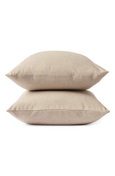 Coyuchi Cloud Set Of 2 Brushed Organic Cotton Flannel Pillowcases In Camel Heather
