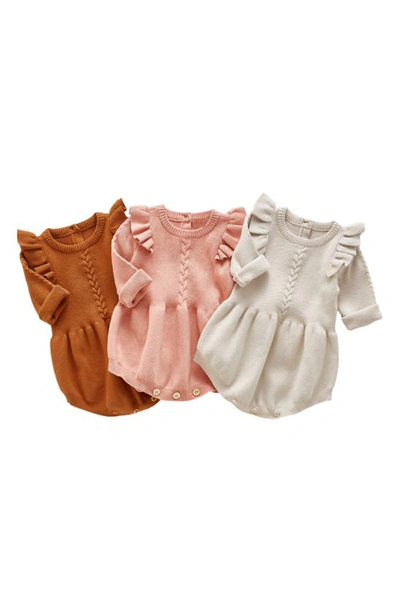 Ashmi And Co Babies' Lizzie Ruffle Sleeve Knit Cotton Bodysuit In Pink