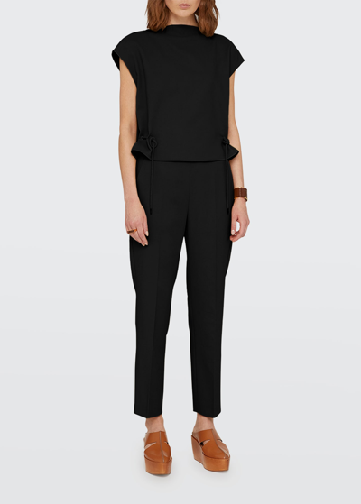 Agnona Pleated Ankle-crop Pants In Black