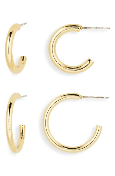 Nordstrom Demi Fine Set Of 2 Hoop Earrings In 14k Gold Plated