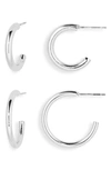 Nordstrom Demi Fine Set Of 2 Hoop Earrings In Sterling Silver Plated