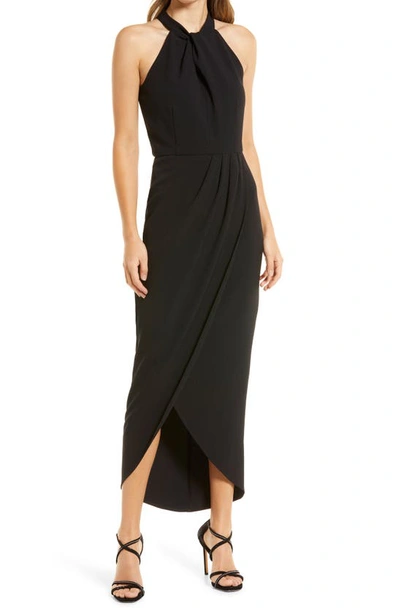 Julia Jordan Knot Neck Halter Dress In Black