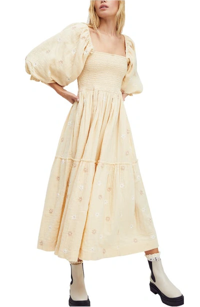 free people embroidered sleeve dress Free People + Dahlia Embroidered Maxi Dress, Indigo Combo