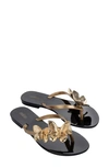 Melissa Harmonic Fly Slide Sandal In Black/ Gold