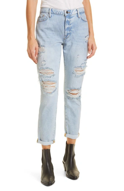 Frame Le Garcon Ripped Boyfriend Jeans In Natoma