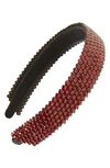 Tasha Rhinestone Headband In Red