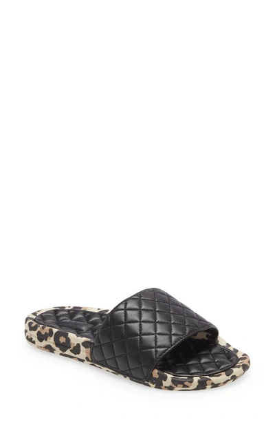 Apl Athletic Propulsion Labs Lusso Quilted Slide Sandal In Black / Leopard