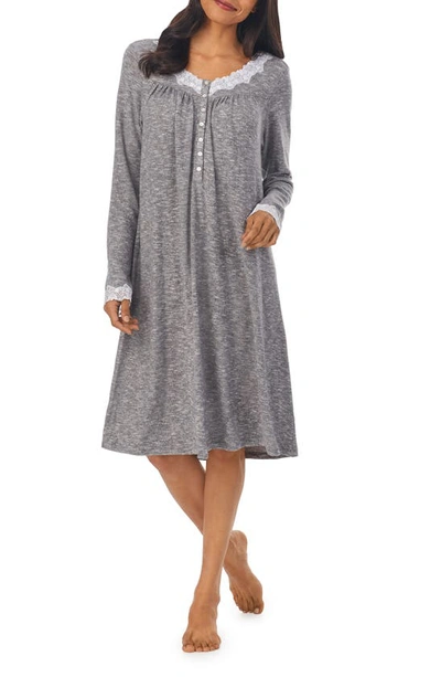 Eileen West Long Sleeve Jersey Nightgown In Grey Heather