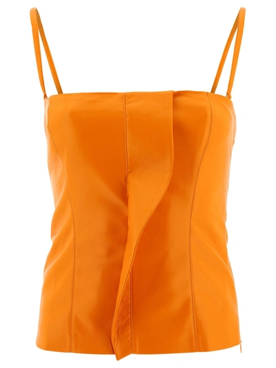 Nanushka Vegan Leather Thin-strap Camisole In Orange