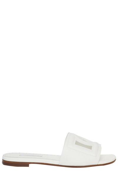 Dolce & Gabbana Kids' White Sandals For Girl With Logo In Bianco