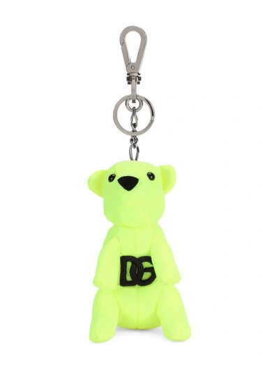 Dolce & Gabbana Logo-embroidered Bear Keyring In Yellow